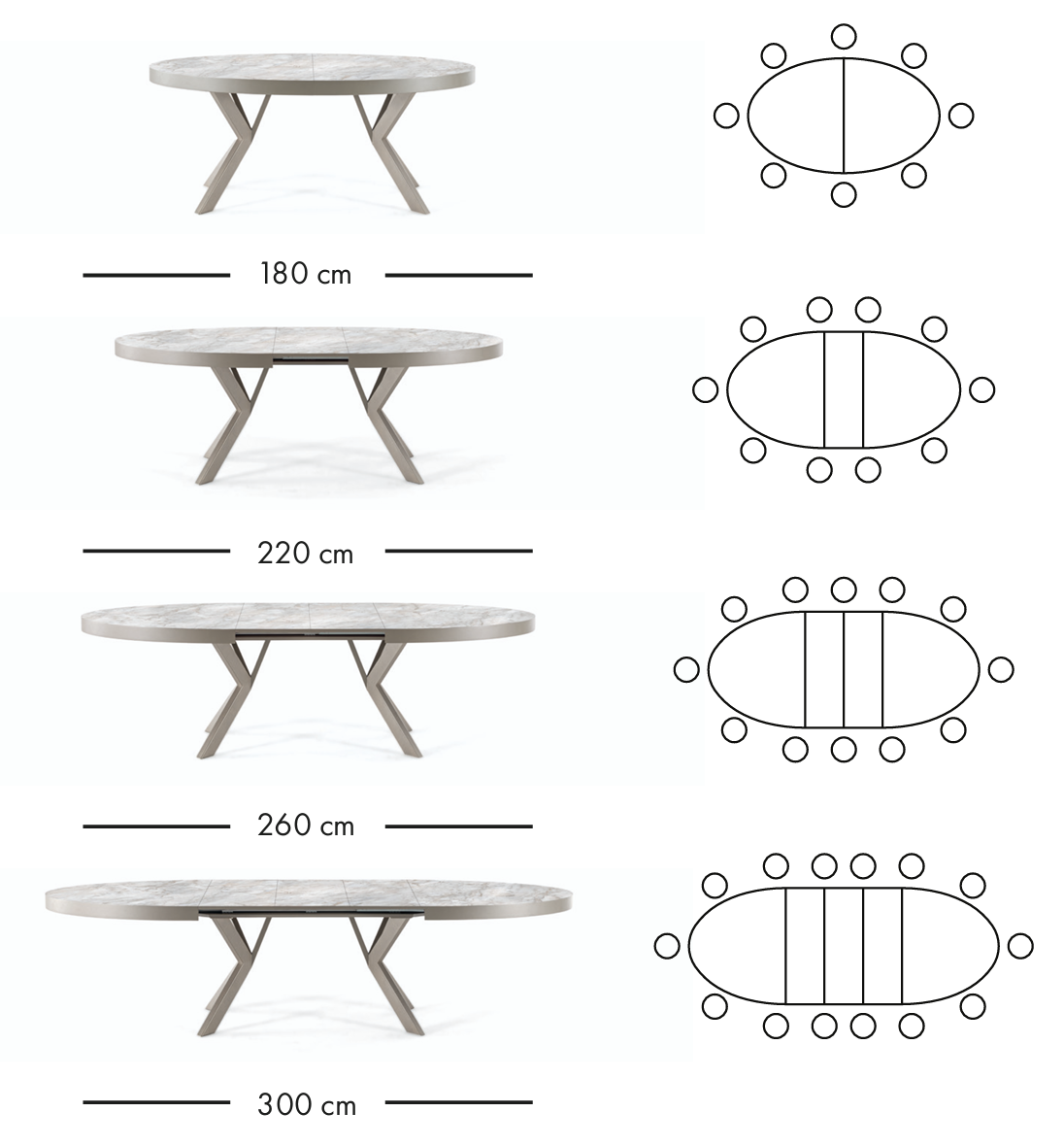 Ada extendable dining table 180–300 cm