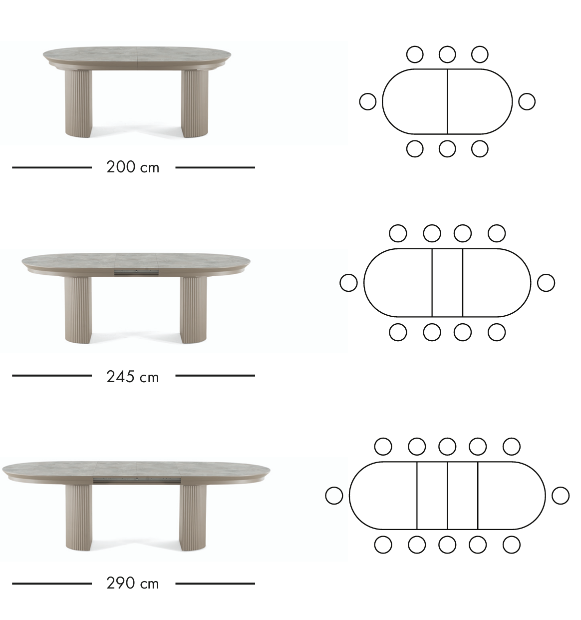Como extendable dining table 200–290 cm