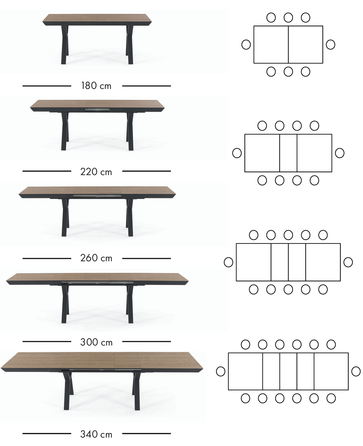 Dorte extendable dining table 180–340 cm