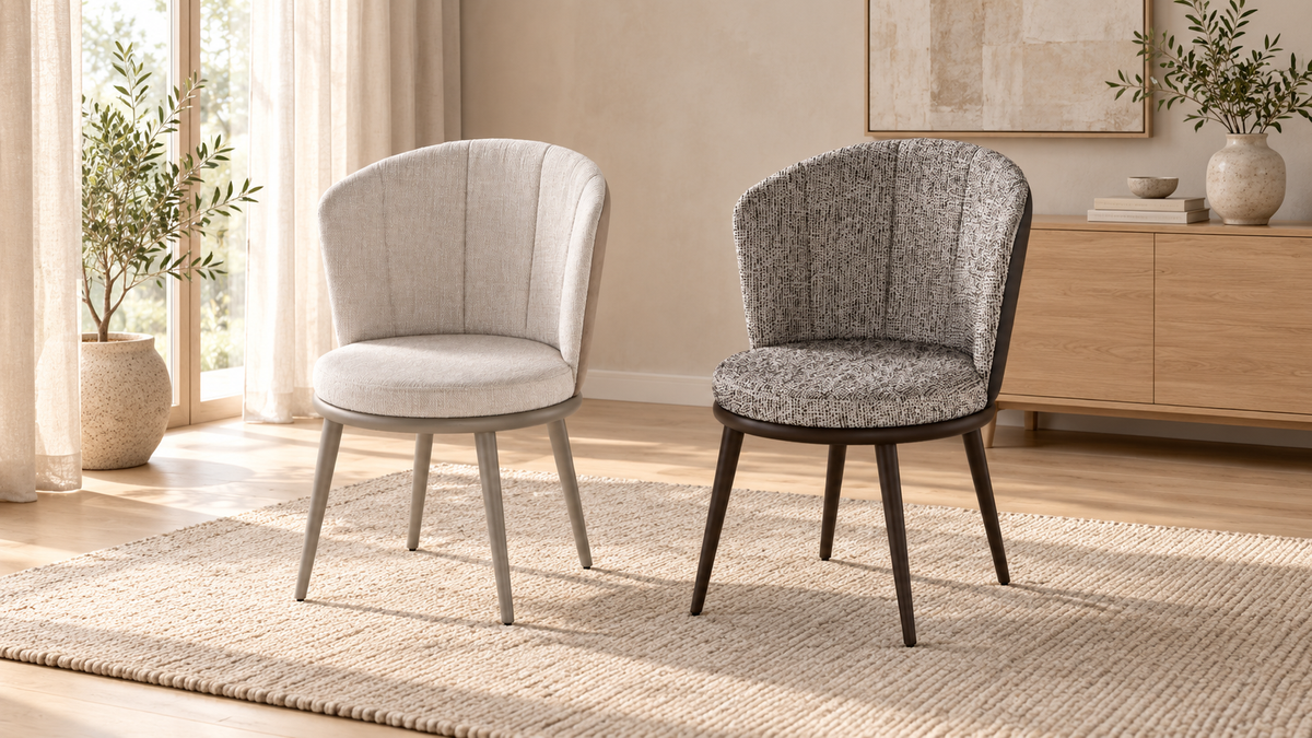Lipa upholstered dining chair with a wrap-around back