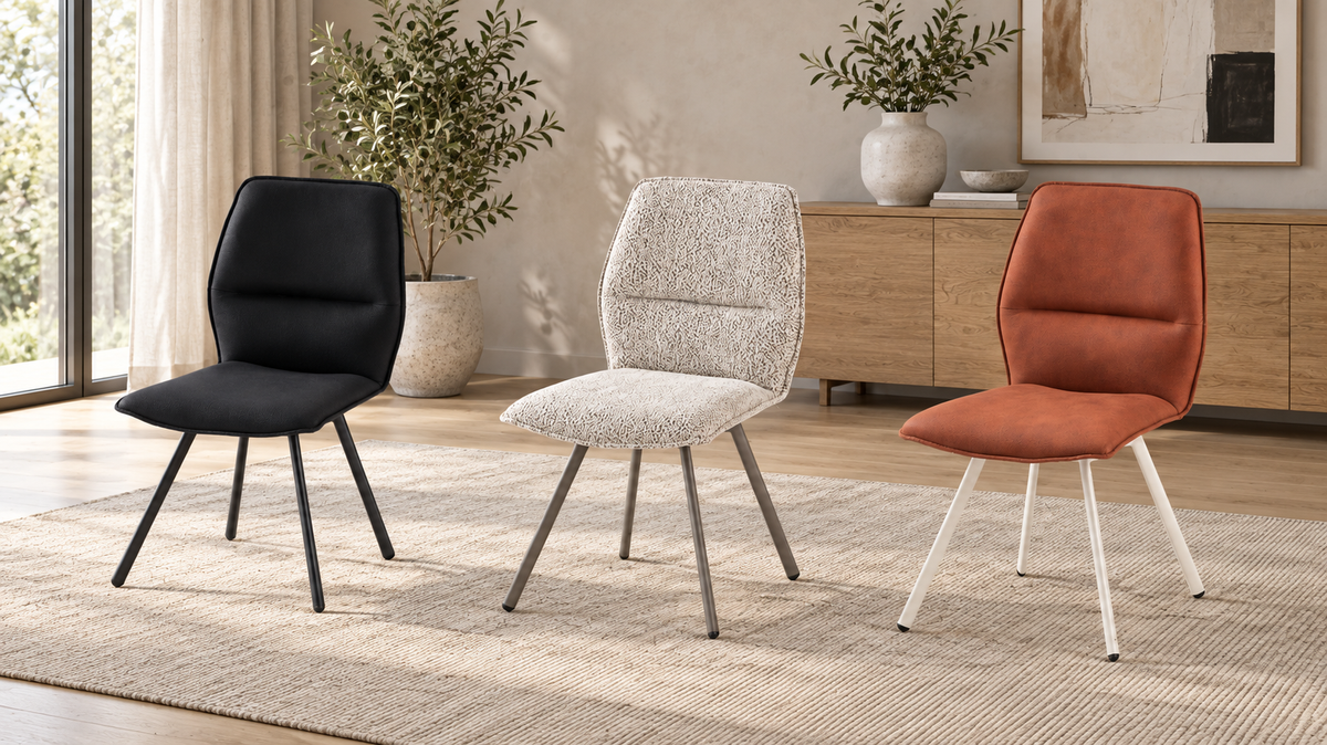 Loft upholstered dining chair with a three-part backrest