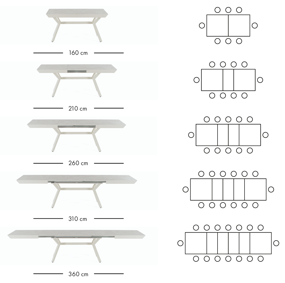 Mango extendable dining table 160–360 cm