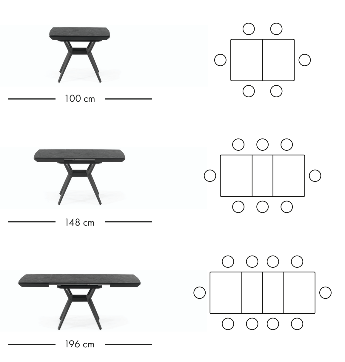 Megane extendable dining table 130–226 cm