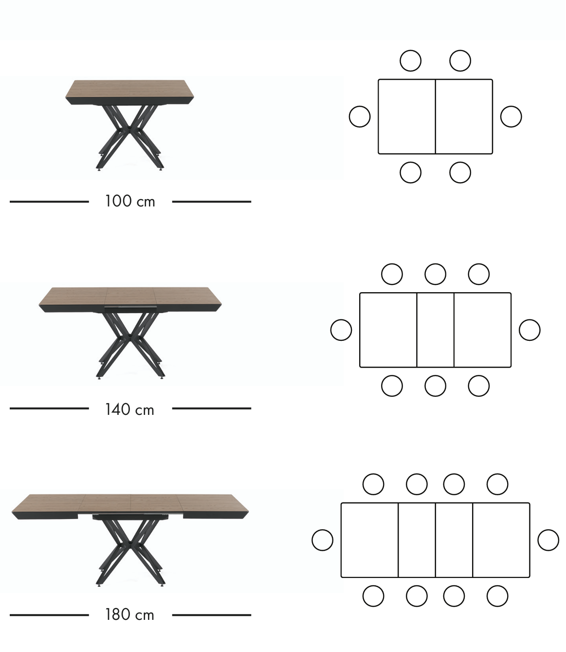 Panama extendable dining table 100–180 cm