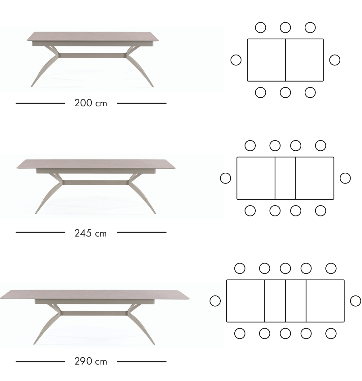 Tesla extending dining table 200–290 cm