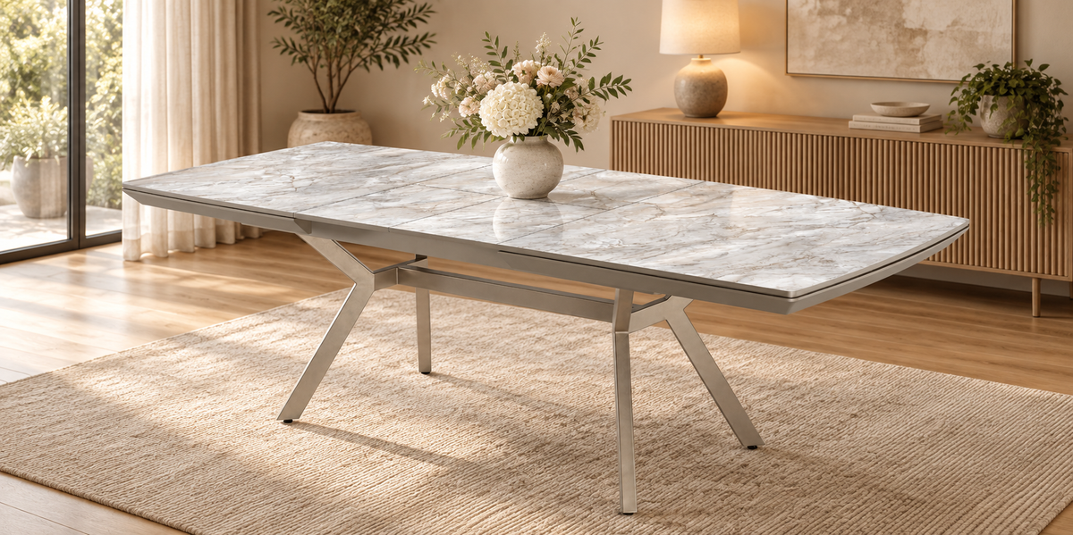 Titanium extendable dining table 180–260 cm