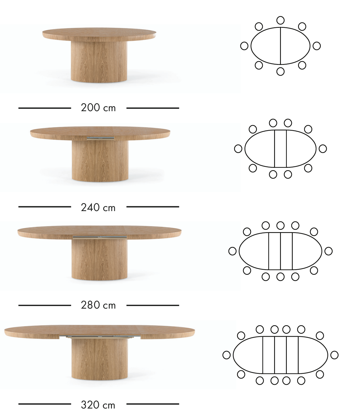 Valencia extendable dining table 200–320 cm