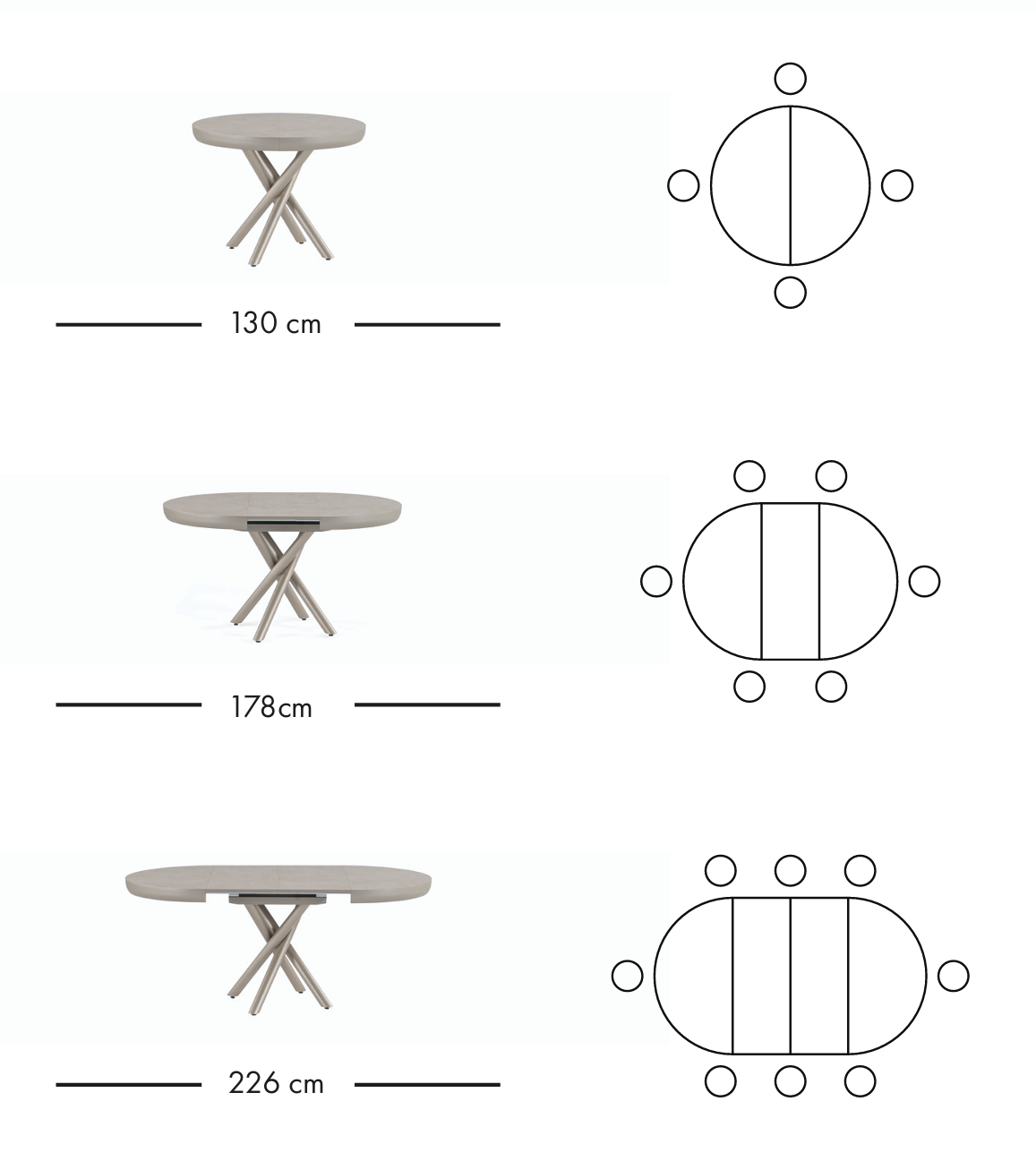 Winston extendable dining table 130–226 cm