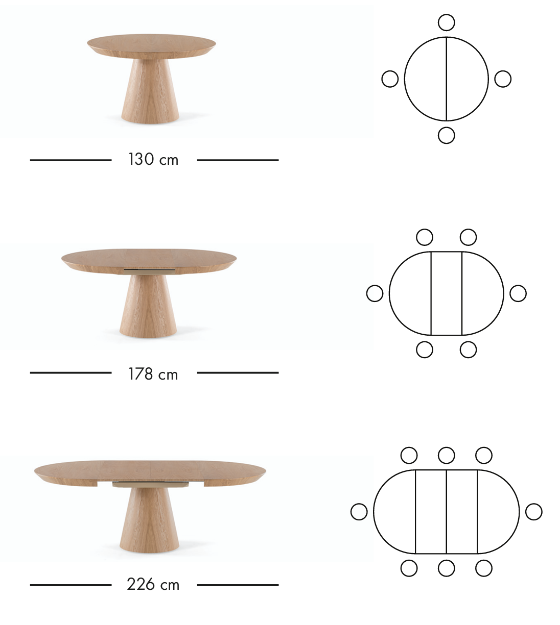 Monaco extendable dining table 130–226 cm